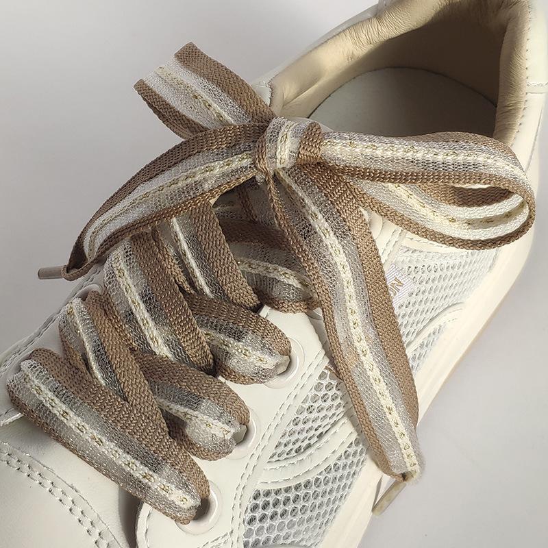 2Cm Bow Wide Flat Shoelaces Fish Silk Transparent Striped Shoelaces Sneaker Black Sport Training Shoes Casual Shoes Laces