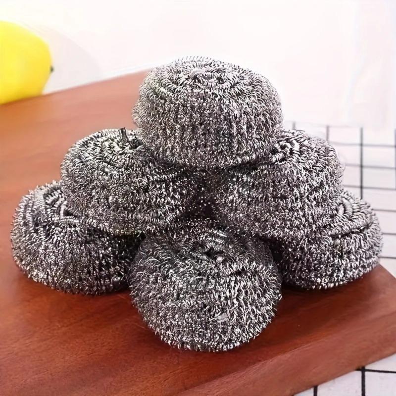 6/18pcs Stainless Steel Scrubber Scouring Pads Cleaning Ball Steel Wool Scrubber for Kitchen Pot Pan Dish Bathroom Cleaning