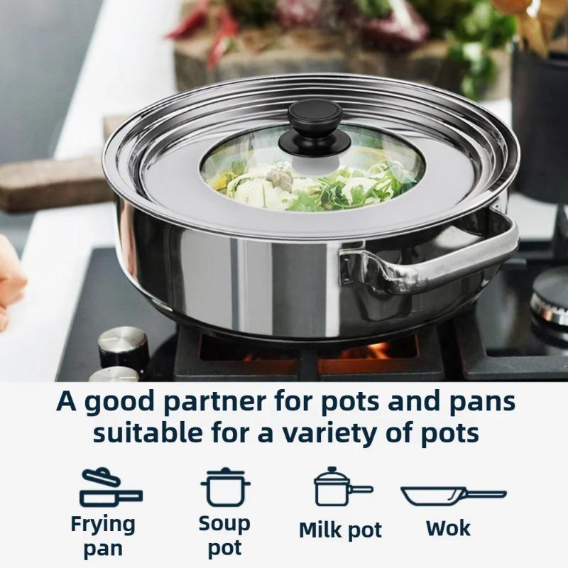 Stainless Steel Universal Lid For Pot And Pan Skillet Lid Pot Cover Fit 8.66-11.Inch Cookware Frying Pan Cover Pan Lid With Knob
