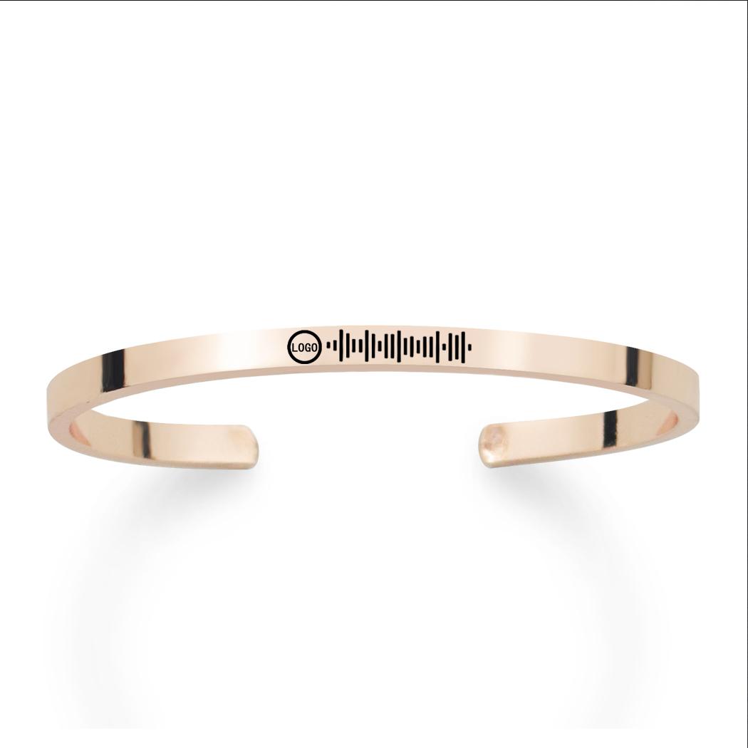 

Персонализированный музыкальный скан-код с гравировкой на браслете из металла, модный браслет-манжета с подвесками для женщин-любовников, лучший розового золота