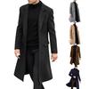 Winter Fashion Men's Slim Fit Long Single Breasted Thermal Wool Trench Coat