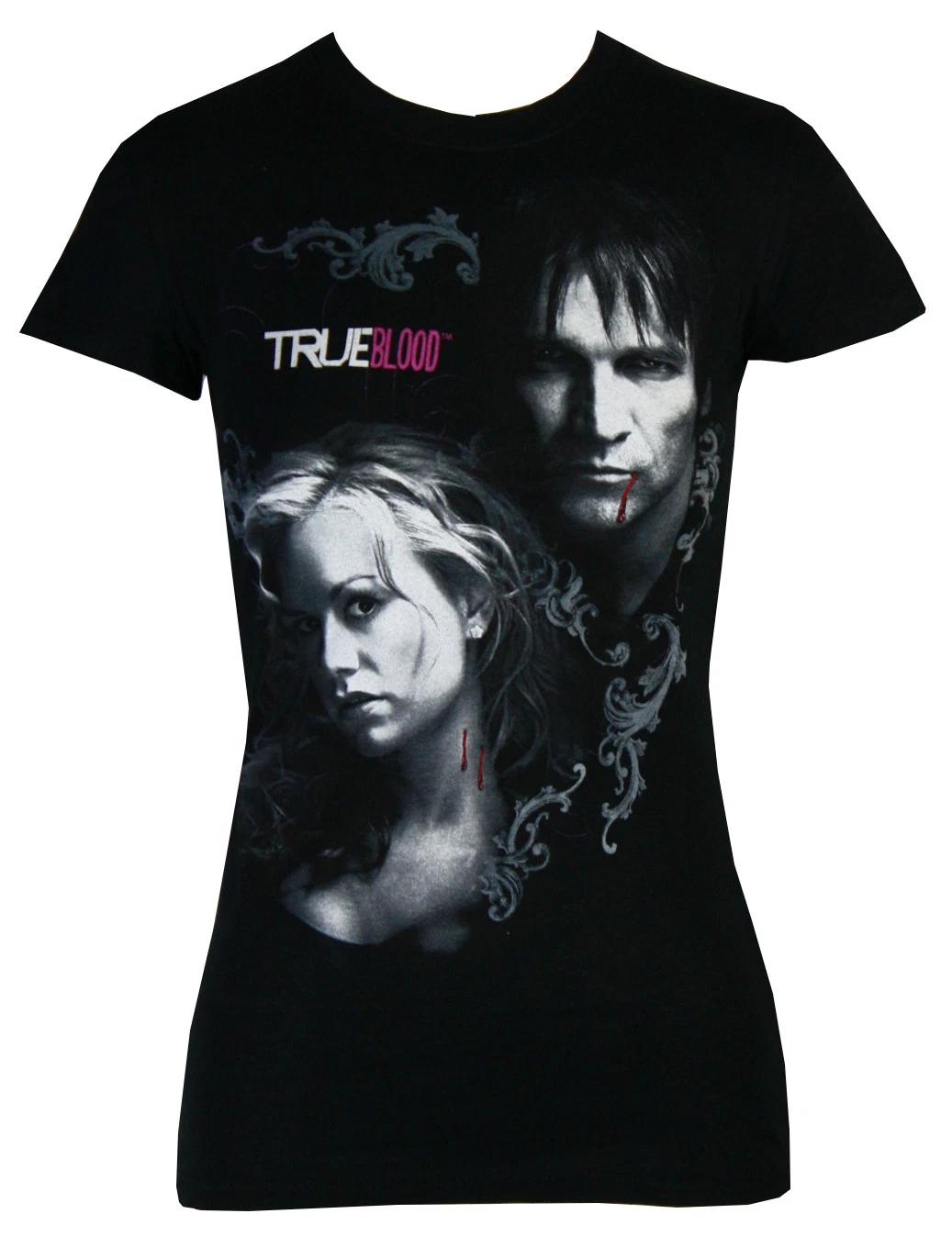 

True Blood Sookie and Bill Neck Bite Juniors Girly T-Shirt, Small 4XL