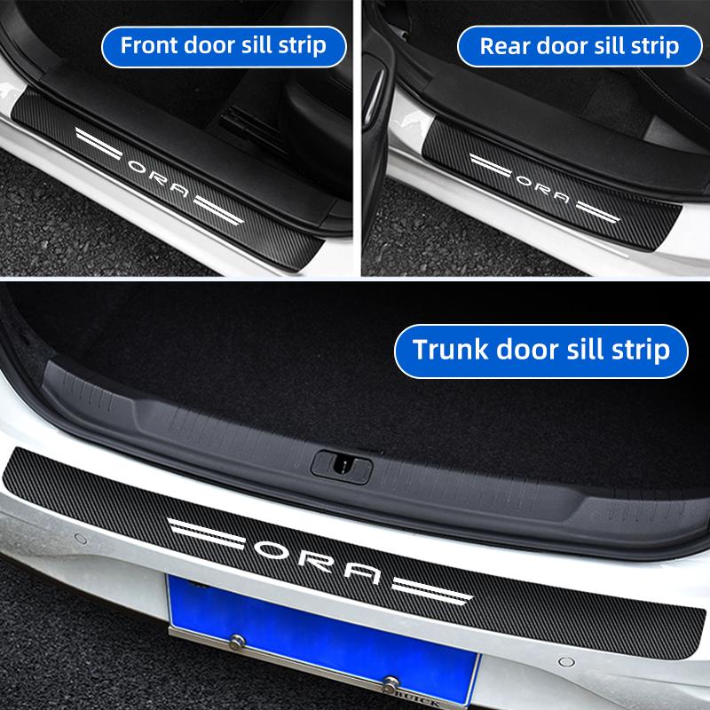Carbon Fiber Car Door Sill Sticker Auto Door Threshold Protector Strip For Greatwall Ora Cat GT Ballet 07 Funky Cat Iq K-Car R2