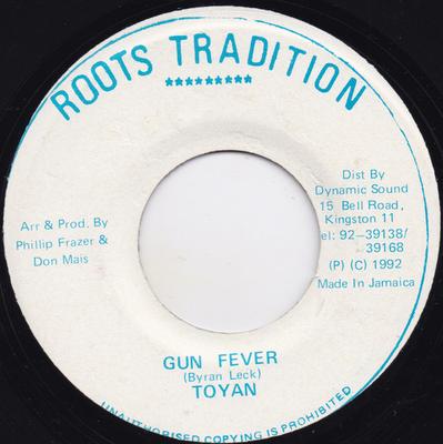 7inch Record TOYAN - Gun Fever NONE Roots Tradition 1992 Jamaica Reggae, Ska & Dub Used