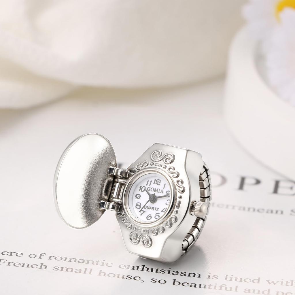 JEWELRYWE Women's Ring Watch Simple Stylish Stainless Steel Finger Ring Free Size Quartz Fashion Accessory - Birthday Christmas Valentine's Day Gift