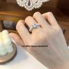 S925 Sterling Silver Aquamarine Pearl Square Ring for Women - Fashionable, Simple, Durable Index Finger Accessory