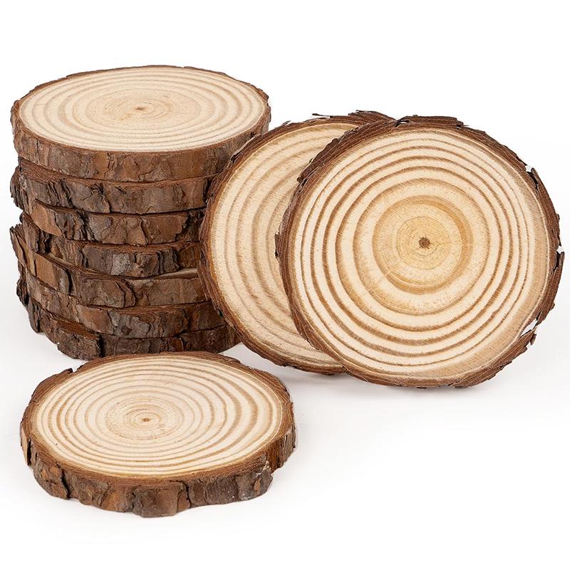 Round Wood Slices for DIY Projects and Decorations - Handmade with Growth Rings, Ideal for Painting and Photo Props