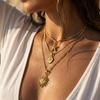 3-teiliges Goldfarbenes Sonnen-Seestern-Rosen-Halsketten-Set Für Frauen Vintage Münzanhänger Mehrschichtige Verdrehte Kette Boho Statement-Schmuck Geschenke