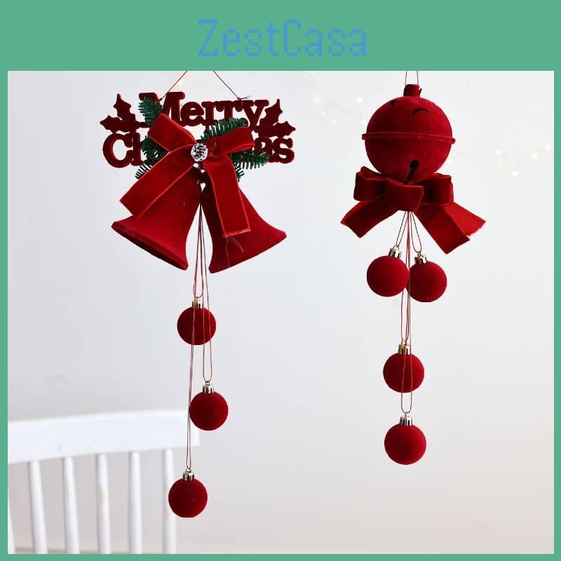 Christmas Bell Tree Decor Red Velvet Material Festive Home Window Embellishments