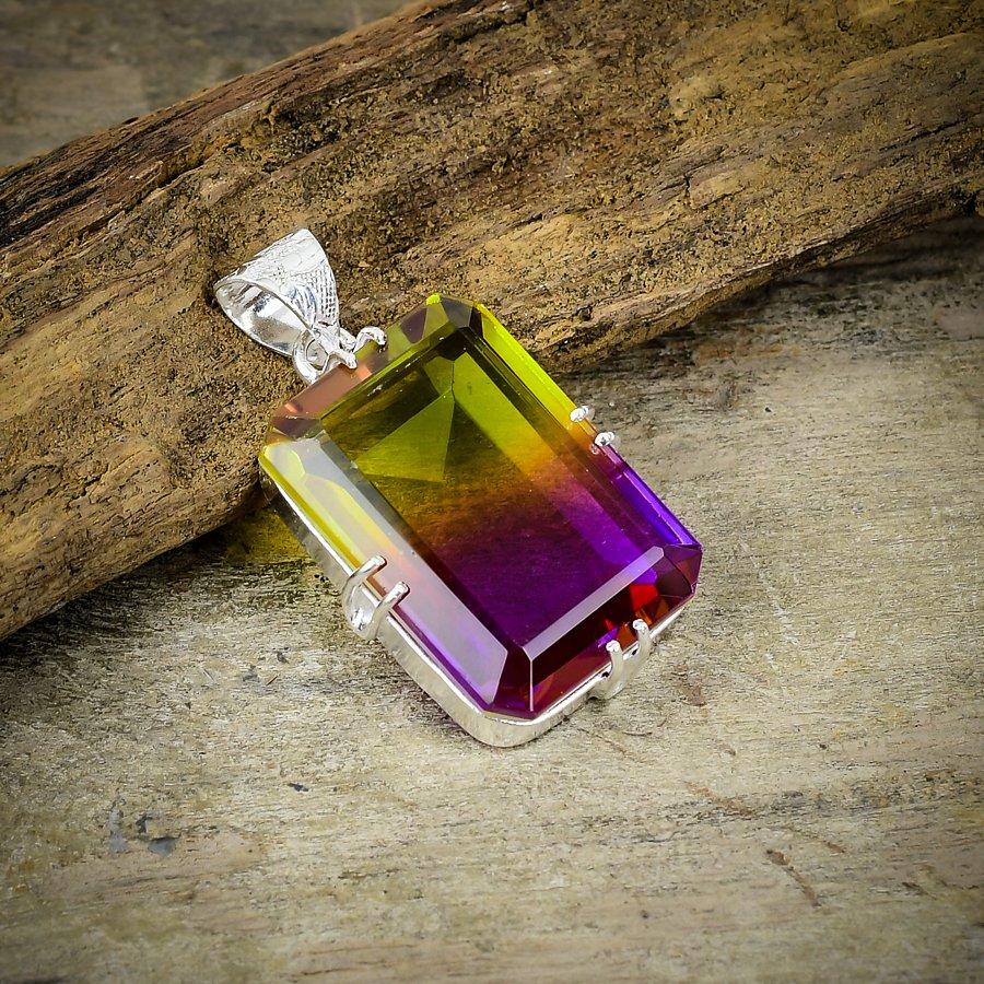 

Bi-Color Tourmaline Gemstone 925 Sterling Silver Jewelry Pendant 1.73 M-128