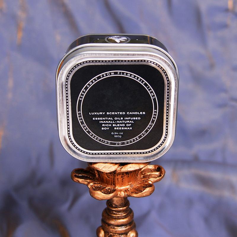 Aromatherapy Candle Square Series Metal Can Iron Can Gold Silver Retro Black Fragrance Light Fragrance Soy Wax Environmental Protection