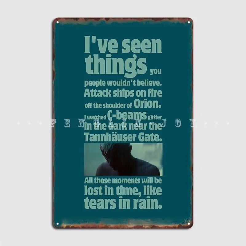 

Like Tears In Rain Blade Runner Quote Metal Sign Club Home Club Bar Vintage Wall Decor Tin Sign Posters 20x30cm