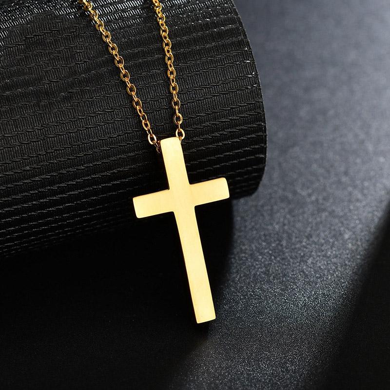 Hochwertige Edelstahl Personalisierte Namenskette Einfache Mode Kreuz Anhänger Halskette Unisex Kundenspezifischer Schmuck Geburtstagsgeschenk