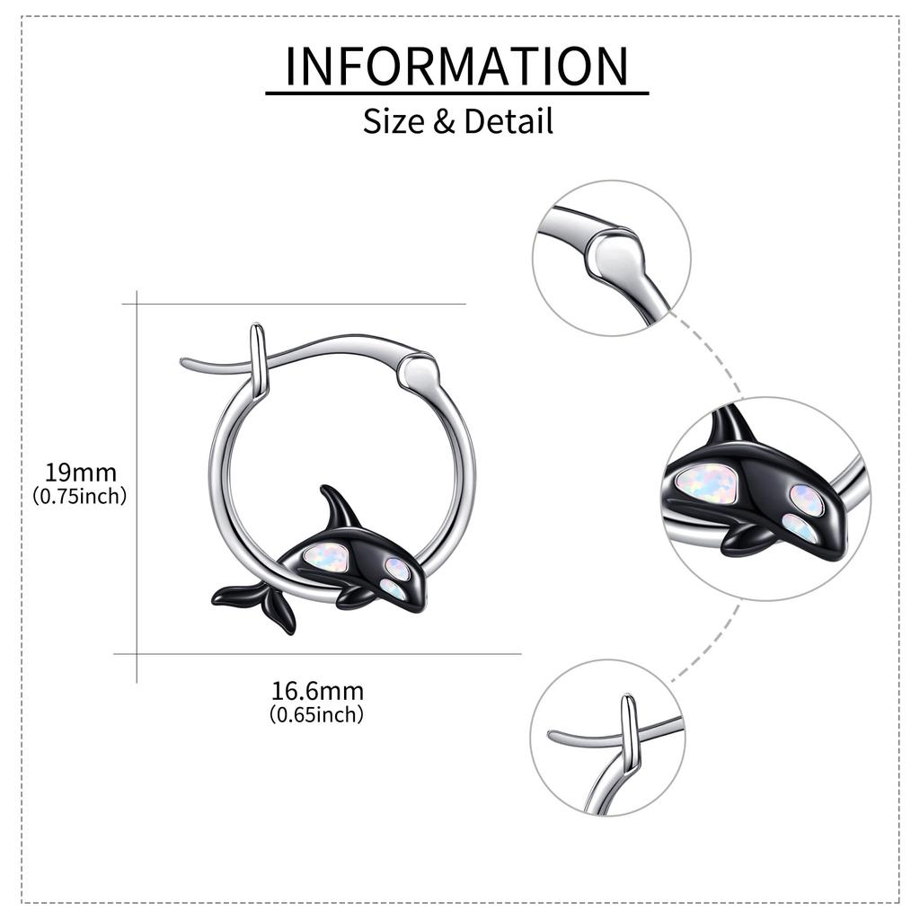 Killer whale earrings for 925 killer whale hoop killer whale birthday present women, silver, hypoallergenic, whale, earrings, goods, accessories,