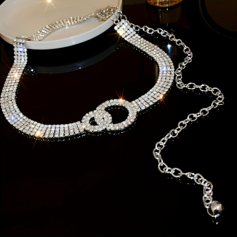 Luxurious and Charming Silvery Synthetic Zirconia Hoop Women's Waist Chain Body Chain for Beach Party