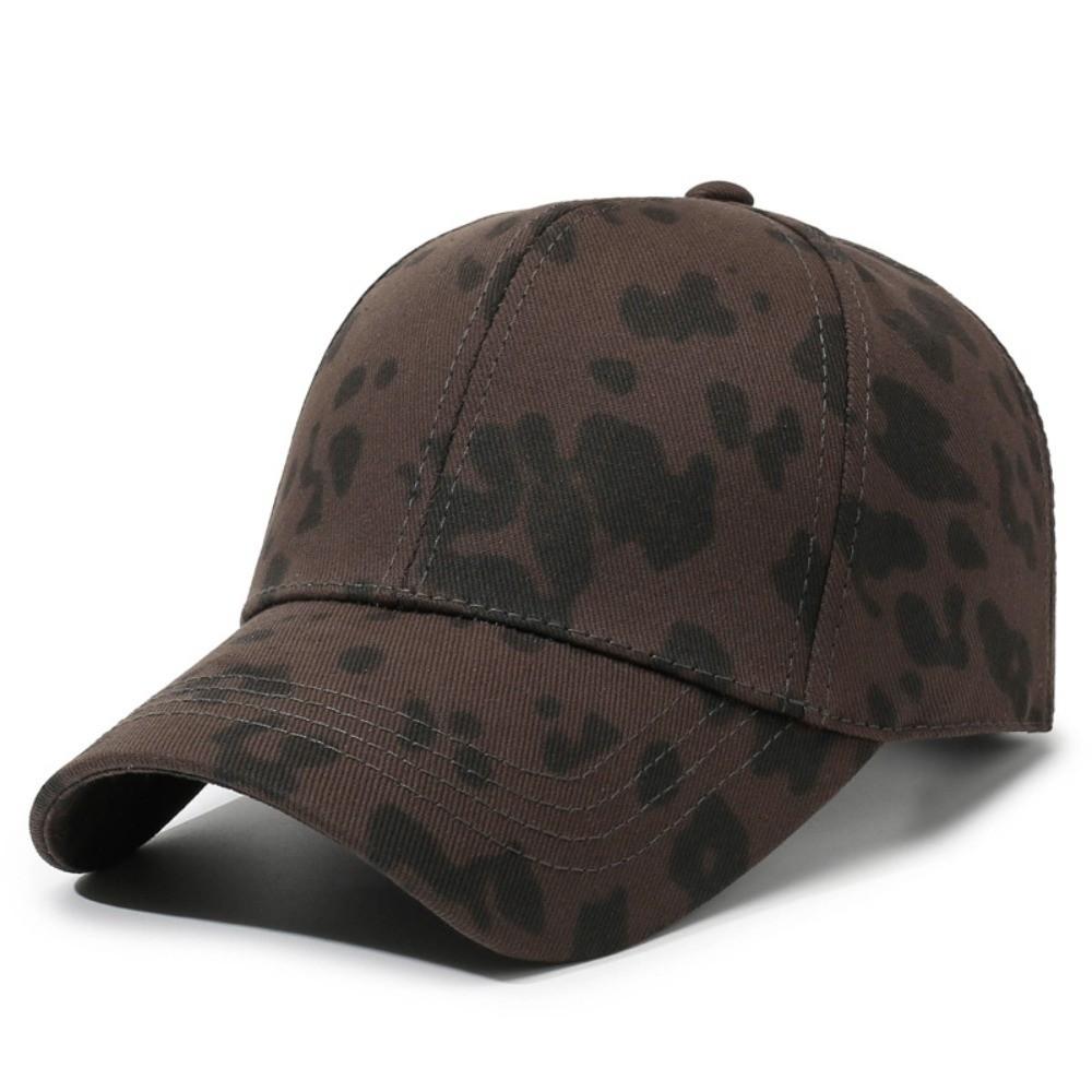 Trendy Breathable Baseball Cap Leopard Printed Adjustable Sunscreen Hat Sun Protection Round Top Hat Unisex Baseball Caps