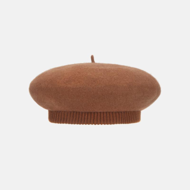 WHITE SANDS Patch Wool Beret Camel