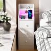 Wood Bedside Table 3 Drawers Adjustable Brightness With Charging Station 2AC/2USB Space Saving Side Cabinet Desk Nightstands