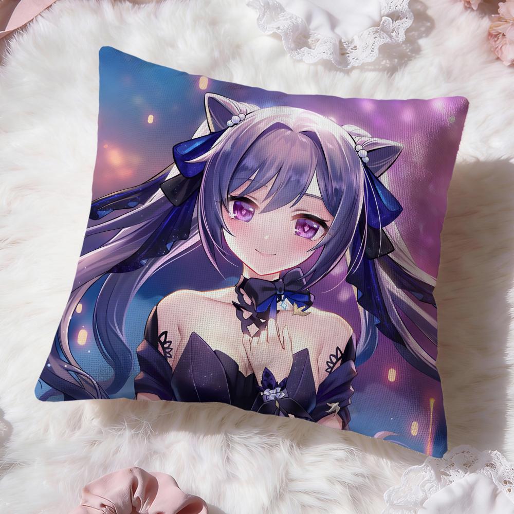 Keqing genshin impact Cushion Cover Premium Comfort Reversible Pillow Cove -Two in One Design for Any Room & Car Interior