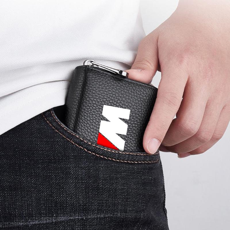 Skórzana Naszywka z LOGO M Portfel na Prawo Jazdy, Dowód Osobisty, Kartę Bankową dla BMW X7 X3 X4 X5 X6 Serii 3 4 5 6 7 Z4 M M3 M5 M6 E38 E39 E46 E53 E60