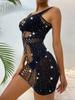 Women Sexy Rhinestone Mini Dress Sleeveless Backless Spaghetti Strap Dress Women Sexy Black Bodycon Party Club Dress Nightwear