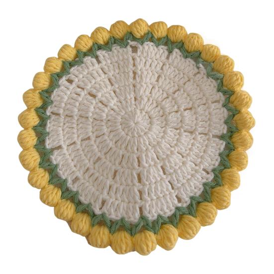 Crochet Rose Bouquet Coaster Heat-resistant DIY Handmade Knitting Flower Coffee Mug Cup Mat Kitchen Countertop Table Desk Decoration