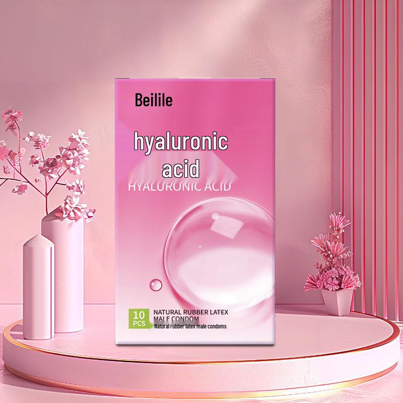 Beilile Ultra-thin Hyaluronic Acid Condoms with Ice-Fire Particles for Family Planning, 10 pcs.
