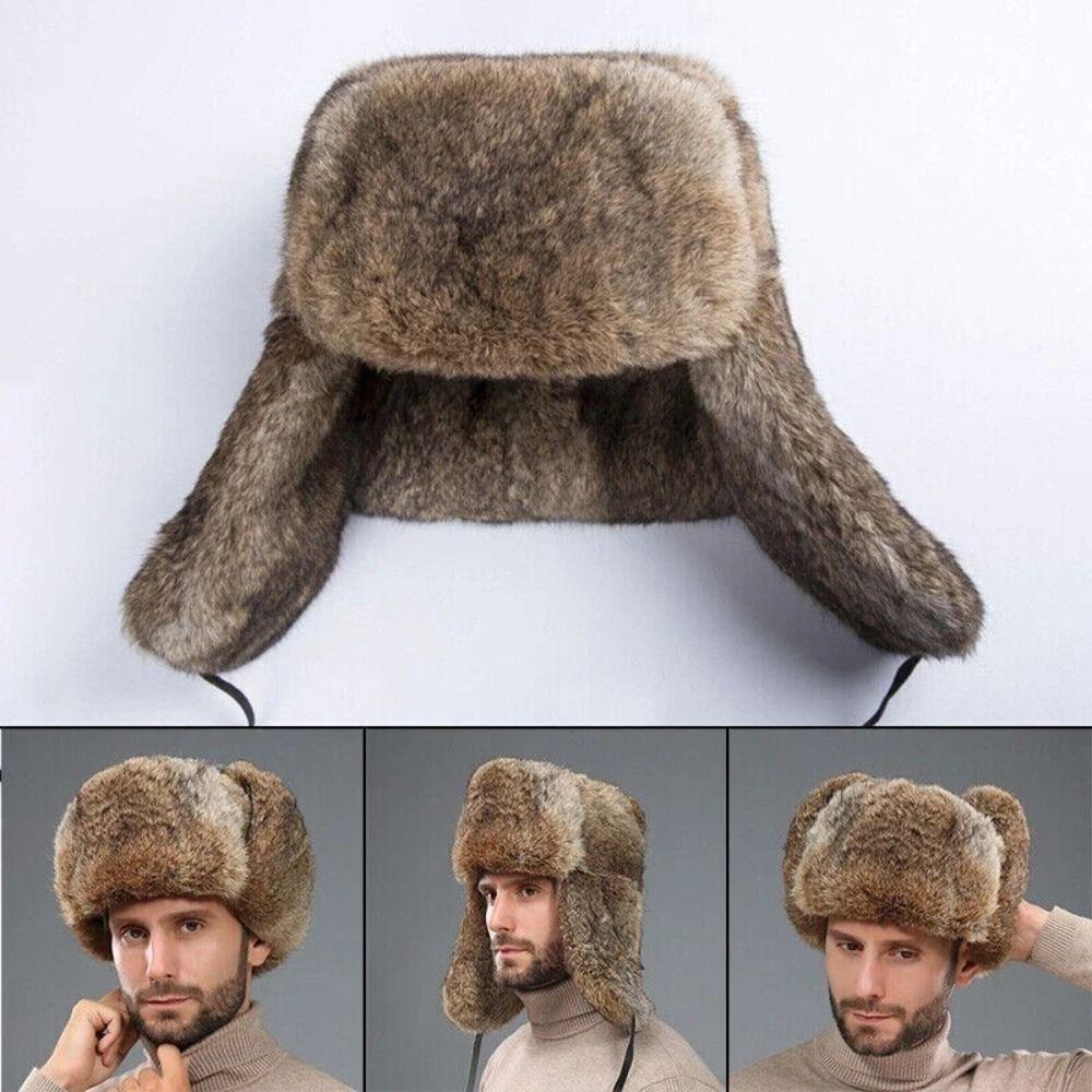 Soft Faux Rabbit Fur Hat Winter Warm Winter Russian Fur Hat New Ear Flap Hat