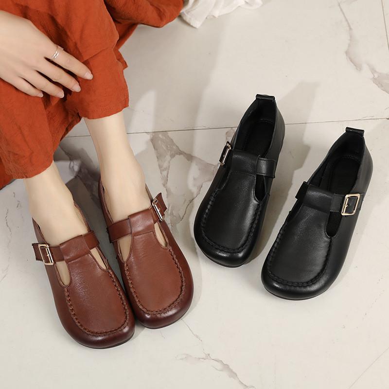 Fashion GKTINOO 100% Genuine Leather Shoes Woman Flat Shoes Loafers Large Size 43 Spring Autumn Shoes Comfort Soft Sole Flats Shoes