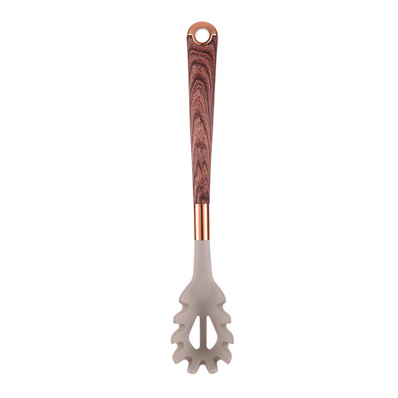 "10-Piece Wood Grain Silicone Kitchenware Set: Cooking Spoons & Spatulas"