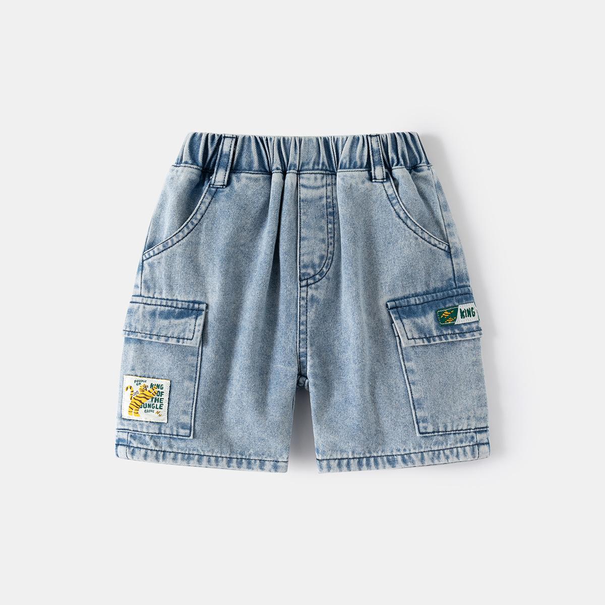 Kids Boys Summer Cargo Jean Shorts Knee Length Denim Shorts Fashion Clothing 90cm джинсовый синий