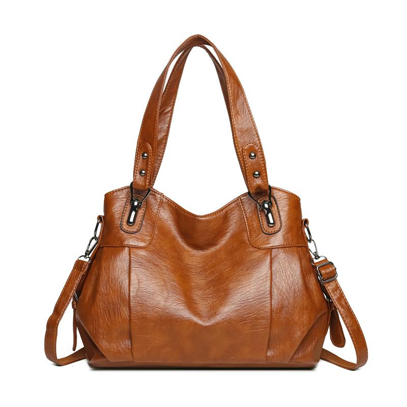 Vintage Women's Handbag Large Capacity Soft Leather Shoulder Bag Mother Bag