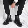 2024 Men's Shoes High Top British Motorcycle Leather Boots Men Thick Sole Trend Chelsea Boots Mens Casual Shoes platform boots