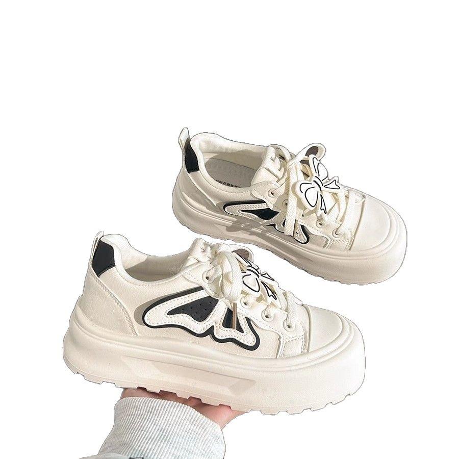 Internet celebrity bow little white shoes women's 2025 spring new board shoes platform versatile casual shoes trendy sports shoes