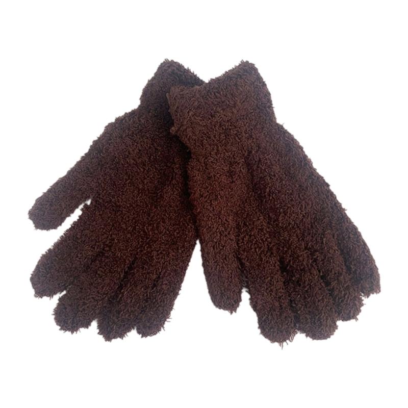 Winter Warm Gloves Stretchy Mittens Adult Coral Velvet Solid Color Full Finger Gloves Skiing Gloves for Cold Weather