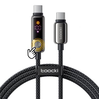 For Toocki Power PD Fast Nylon Compatible with Devices Such As iPhone MacBook [New 2025] USB-C Cable, 100W, Touch-to-Turn On/Off, Display, Type-C
