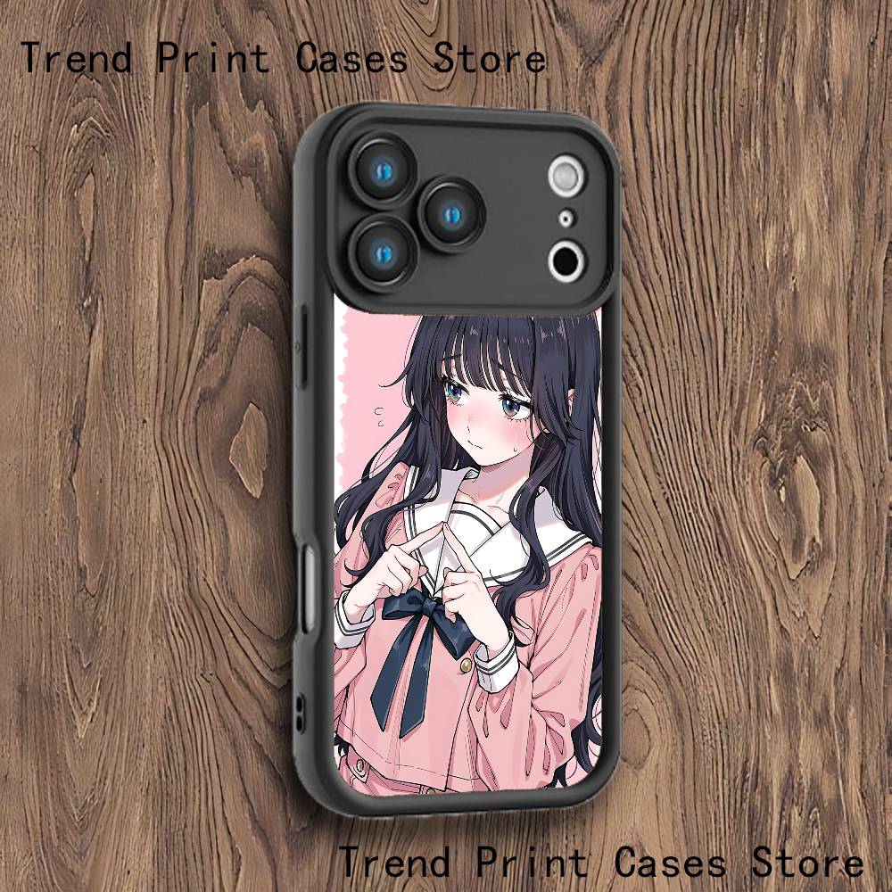 K-Kaoruko W-Waguri Phone Case For iPhone 17,16,15,14,13,12,11,Pro,Max,Plus,X,XS,SE4,E,Mini Black Thickened Border Case