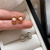 Real Gold Electroplated Classic D Pig Nose Stud Earrings S925 Sterling Silver Needle Shijia Pearl Earrings Internet Celebrity Accessories