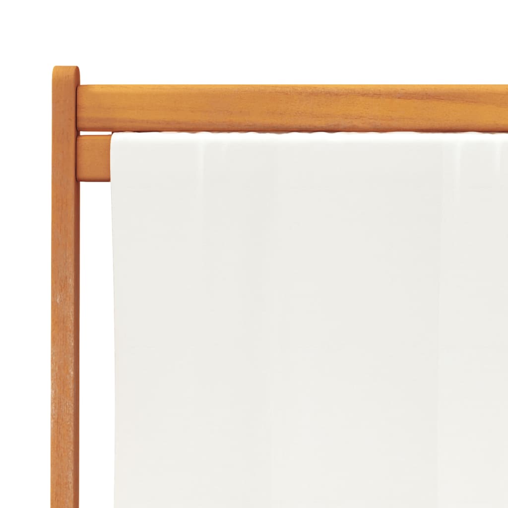Folding Beach Chairs 2 Pcs. Cream White Fabric