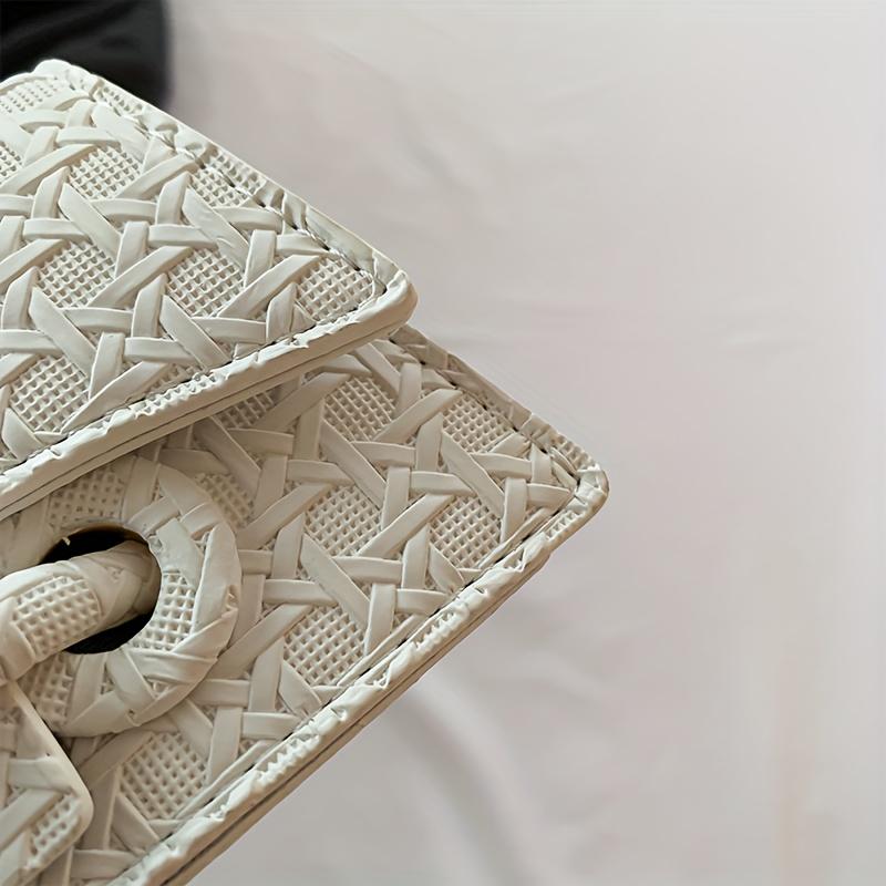 Woven Pattern Mini Handbag Women Solid Color Crossbody Bag Fashion Top Handle Square Purse
