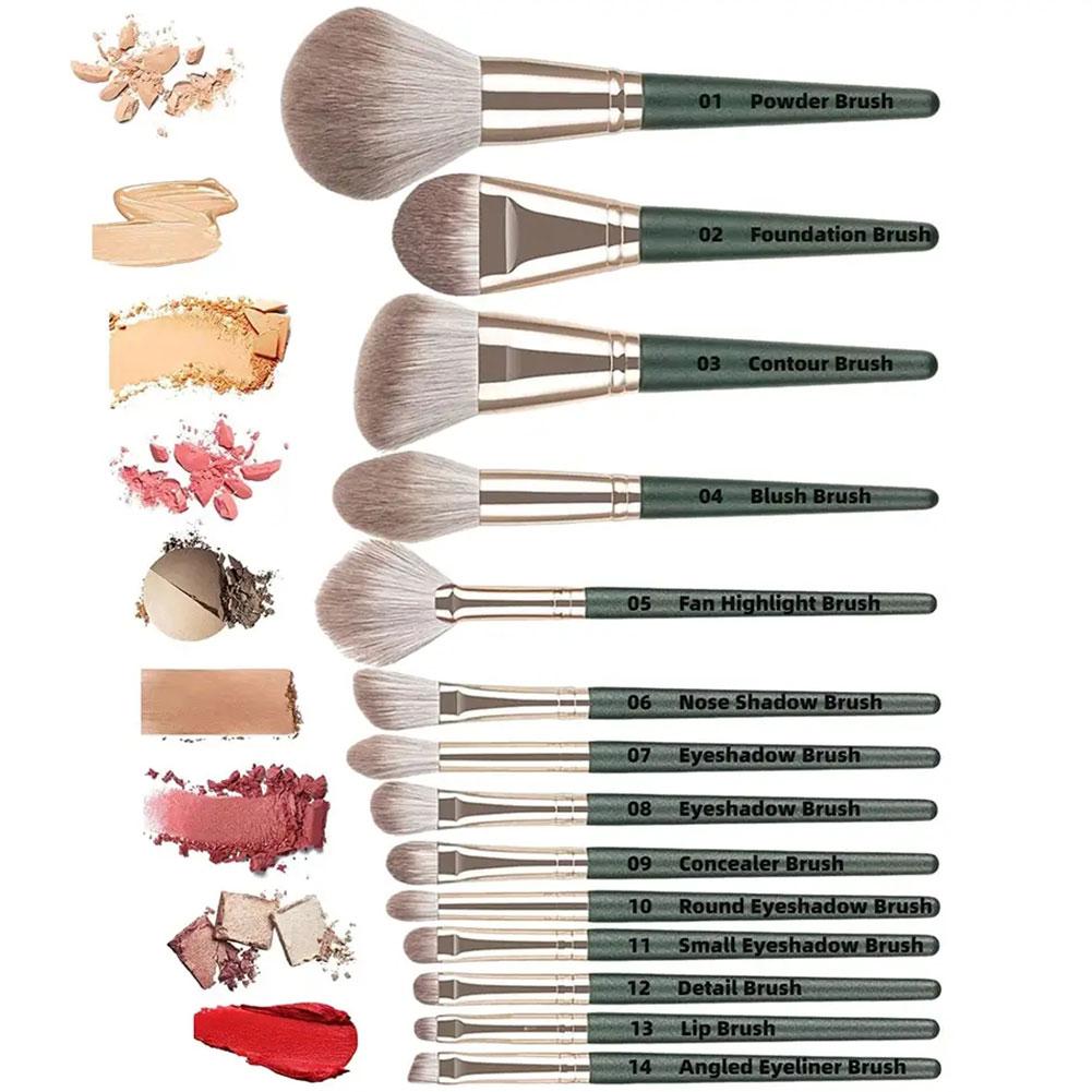 Professional Makeup Brush set 14 Pcs Premium Synthetic Foundation Powder Concealers Eye shadows Blush Makeup Brushes Universal
