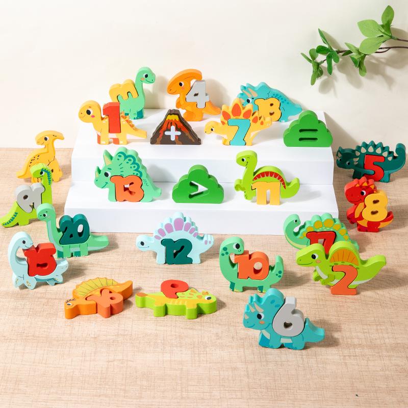 High-Quality Wooden Educational Building Blocks: Animals, Letters, Numbers & Dinosaurs—Safe, Odorless Early Learning Toys for Children