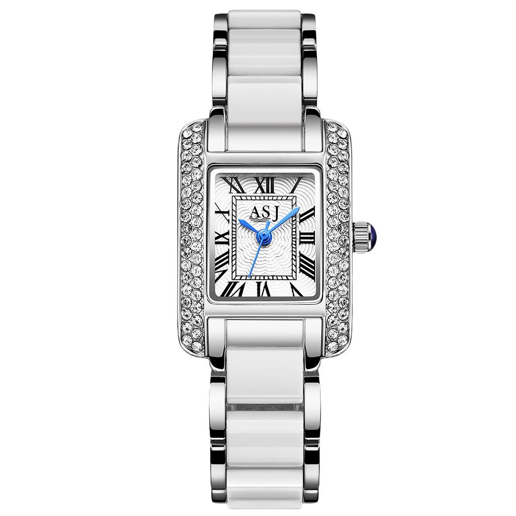 RORIOS Watch Analog Arm Watch Stylish Waterproof Quartz Square Glitter Fashion Popular Alloy Artificial Diamond Casual Business watch for women Silver