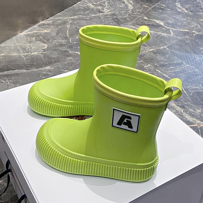 Fashion Winter Mid-tube Beam Mouth Fashion New Women's Rain Boots Fashion Thick Sole Anti Slip Ladies Rain Shoes Outdoor Non-Slip Shoes