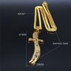 Islam Broadsword Stainless Steel Chain Necklaces Gold Color Long Necklace Pendant Men Jewelry colier homme N437S05