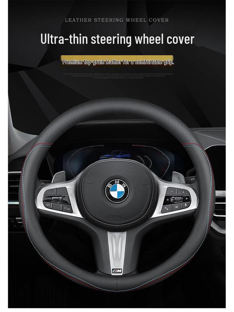 Genuine Leather Steering Wheel Cover for 2021 XPeng P7/G3/P5, Ultra-Thin, All-Season.