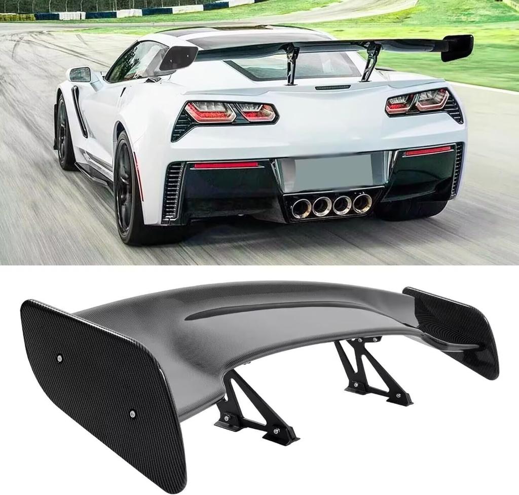 TUIYIDUO Car Spoiler Wing 145cm 57inch Carbon Fiber GT Wing Tail Universal Car Styling ABS Car Rear Spoiler Tail Car Exterior Parts Car Tail