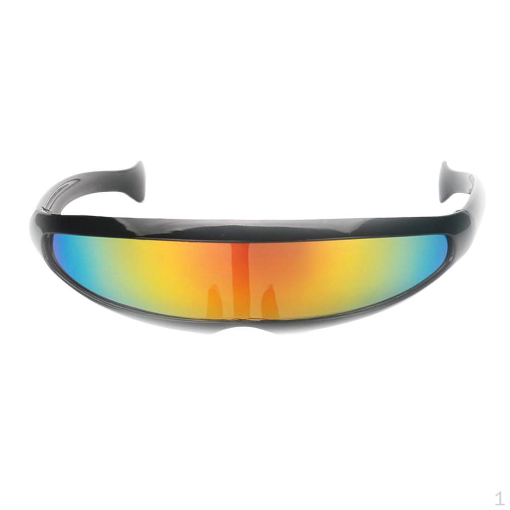 Futuristiske Smale Kyklop Farge Speilglass Visir Solbriller