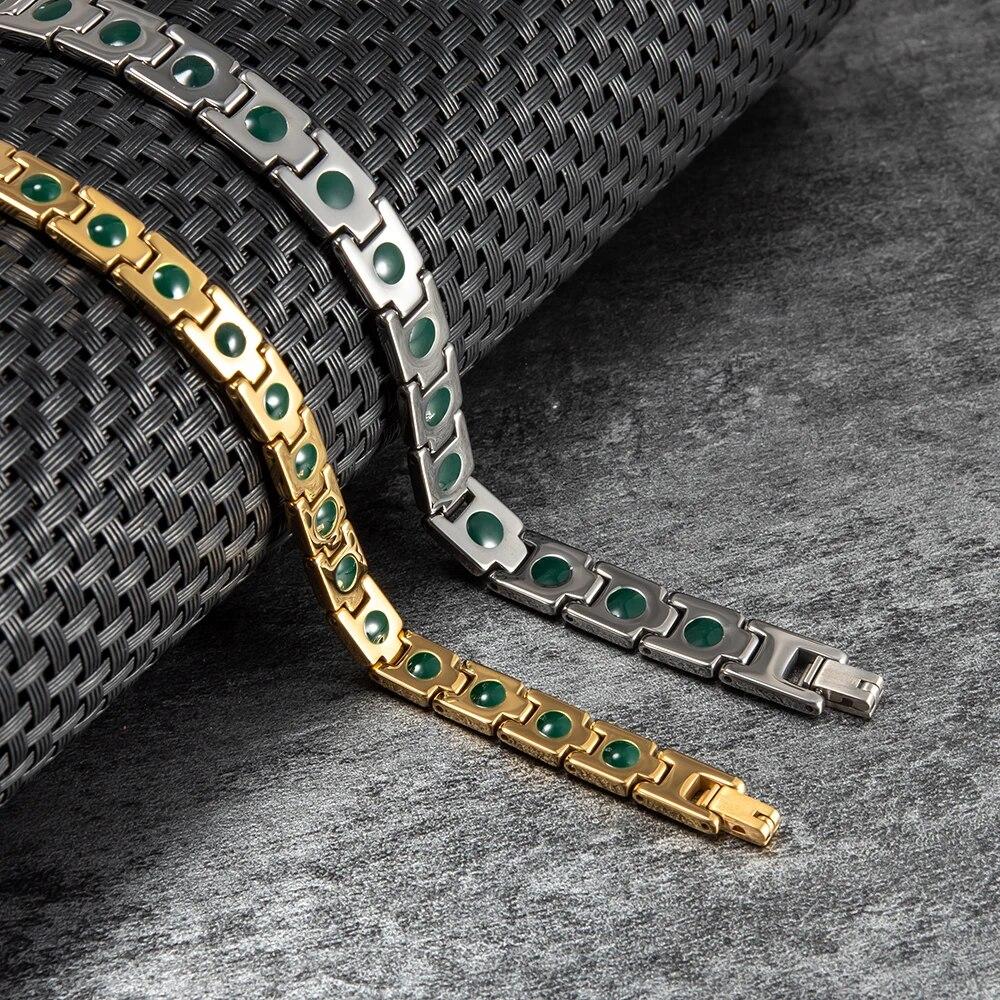 Evig Ripesikker Volframkarbid Armbånd Menn Grønn Turmalin Gullfarget 20/21cm Smykker Vanntett