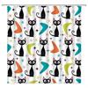 Mid Century Atomic Cat Shower Curtain Modern Abstract Geometric Atomic Black Cat Vintage 50S 60S Retro Colorful Fabric Bathroom